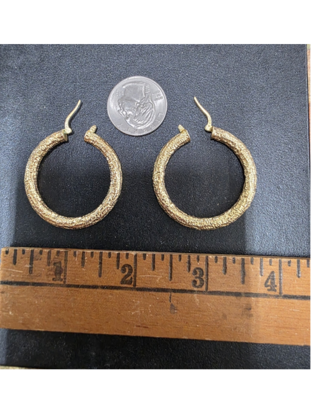 Vintage Golden Pebble Cake Textured Hoop Earrings 925 Italy Vermeil 64